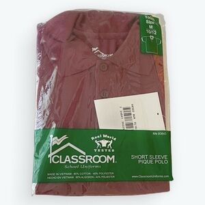 Classroom School Uniform Polo – Burgundy – Youth M (10/12) – NEW